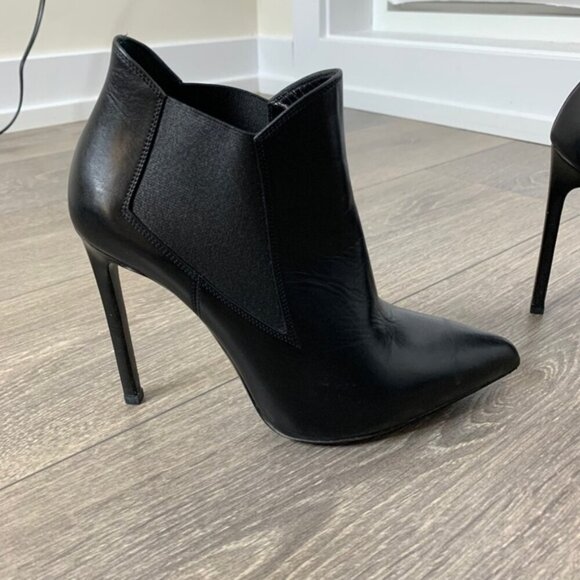 Saint Laurent YSL Classic Paris Ela 110 Ankle Boots Heels Stiletto Leather Black - Picture 7 of 15
